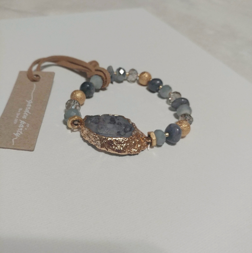 (SOLD)NWT Electroplated Natural Raw Stone Bracelet - Picture 2 of 8